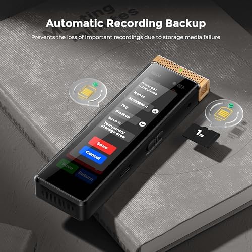 136GB Digital Voice Recorder with Playback, Innioasis R1 Full Touchscreen Voice Recorder with AI Intelligent Transcription and Bluetooth, Voice Activated Sound Audio Recorder Device with Mic (Gold)