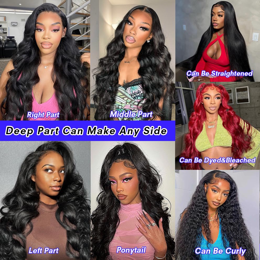 13x6 Lace Front Wigs Human Hair Pre Plucked Body Wave Lace Front Wigs Human Hair 13x6 HD Lace Front Wigs Human Hair 200% Density Glueless Wigs Human Hair Lace Front Wigs for Women 24 Inch