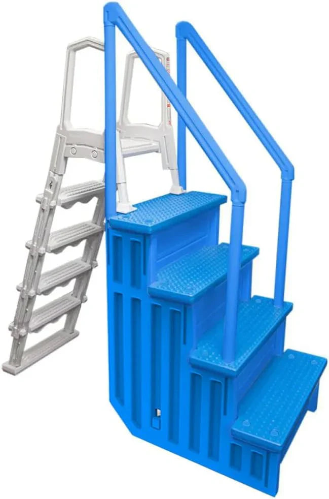 Select Anti-Slip in-Pool Steps | Gray | for Above GroundSwimming Pools | Can Mount to Decks 48" to 54" H | SafetyStairs Capacity Up to 300 lbs